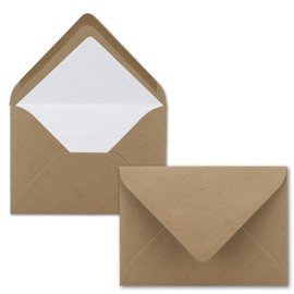 25 envelopes sand brown (brown) made of kraft paper - DIN C6 - lined with white tissue paper - 120 g m² - 114 x 162 mm - wet glue - for weddings, invitations, letters