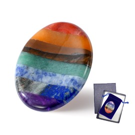 GUJOXILA Chakra Crystals Stones Healing Stones Gemstones Worry Stones Thumb Healing Crystals Polished Crystal Stone Oval Palm Stone Spiritual Meditation Stress Relief
