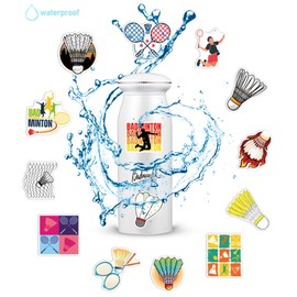 50pcs Badminton Sport Stickers for Teen, Waterproof Vinyl Decal for Boy Kids Adult Student Water Bottle Laptop Phone Computer Skateboard Luggage Notebook (Badminton)