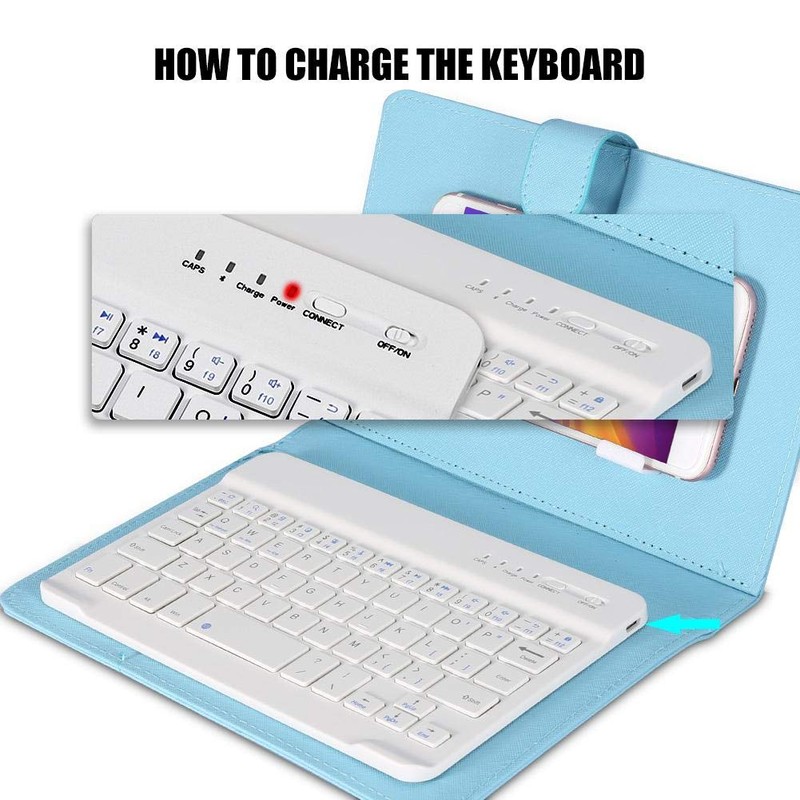 Bluetooth Keyboard with Portfolio Flip Leather Case Cover Detachable Keyboard