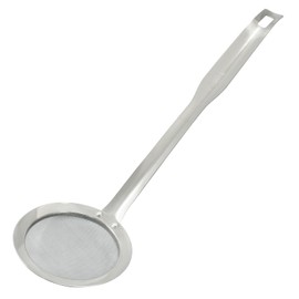 Unlorspy Stainless Steel Fat Skimmer Spoon 13 inch Ladle Cooking Strainer Spoon Fine Mesh Stainless Steel Colander with Handle for Kitchen Cooking (DIA 3.35", Shallow Net Design)