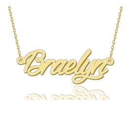HUAN XUN Braelyn Necklaces Gold Name Necklace for Women Charm Initial Jewelry for Mom Mama Birthday Anniversary