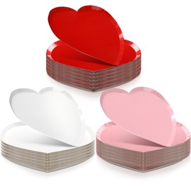 FillTouch 60 Pcs Heart Shaped Dessert Plates 9.45 Inch Disposable Heart Party Plates Valentine's Day Tableware Valentine's Day Party Supplies Heart Paper Plates for Wedding Birthday Dinner Dessert
