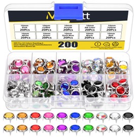 Mardatt 200Pcs Rhinestone Stud Refills, Assorted Colors Bedazzler Refills Rhinestones Studs Bedazzler Rhinestones Refills Rhinestones Press Studs for DIY Crafts (10mm)