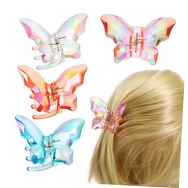SUPVOX 4pcs Butterfly Hair Clips for Women Strong Hold Jaw Clips White Blue Pink and Brown for Thick Hair