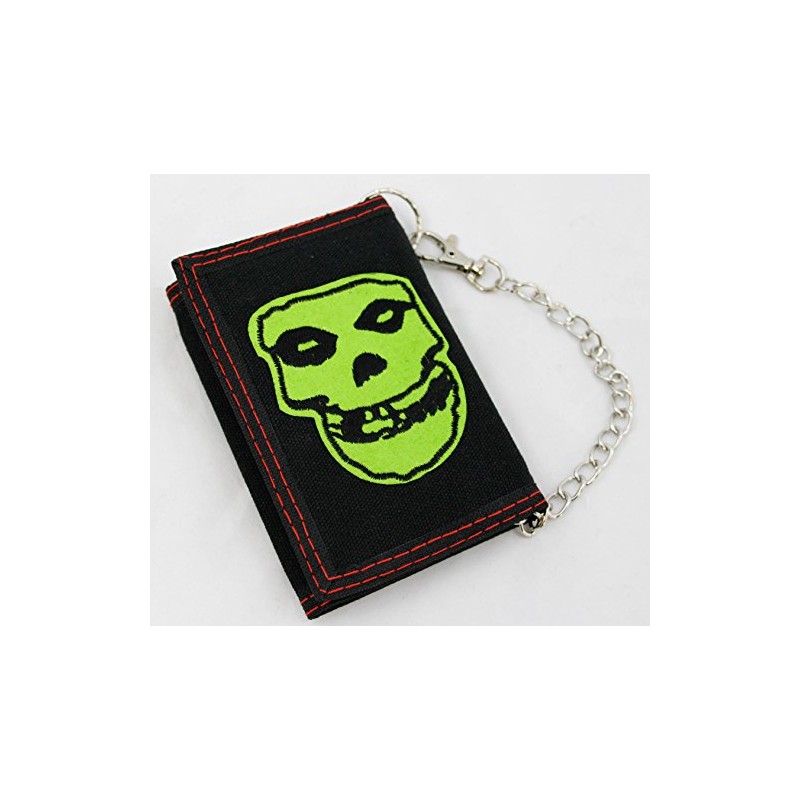 Misfits Green Skull Wallet Tri-Fold with Chain