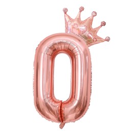 40 Inch Rose Gold Crown Number 0 Balloons, 0 Birthday Balloons for Men Women, 0 Celebration Decor Happy 0 Birthday Party,0-9 Party Decoration Wedding Anniversary Events Supplies (Rose Gold 0)