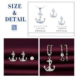Yumilok Women's Necklace Women's Earrings Stud Earrings Jewellery Sets 925 Sterling Silver with Anchor Pendant for Women Girls, Sterling Silver, Cubic Zirconia