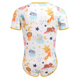 Men's Short Sleeve Romper Pajamas Bodysuit Cute Animal Print Crew Neck Rompers One Piece Sleepwear Leotard Diaper Teddy Nightwear Pjs Tops Orange XX-Large