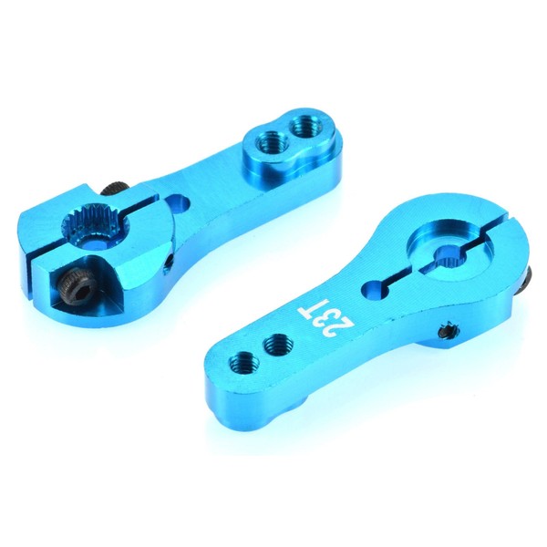 Apex RC Products 23T for JR/Airtronics/KO Blue Aluminum Dual Clamping Servo Horn - 2 Pack #8004