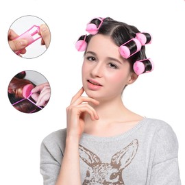 Fhioevt Pack of 30 Foam Hair Rollers Sponge Curlers Foam Hair Roller Soft Foam 25 mm Hair Rollers for Women Girls Children Short Hair DIY Hair Styling (Pink)