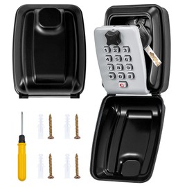 CROWNSHOP Key Cabinets Key Safe Wall Mounted Key Lock Box Key Safe Outdoor Waterproof Wall Mounted for Outside 12 Digit Combination Lock Box Large Capacity Key Box for Home (Grey)