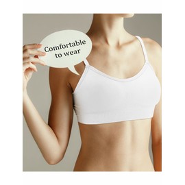 4 Pieces Neck Bralettes Wireless Cami Bra Tank Top Bra Sports Bra for Women Girls (Black, Brown, Army Green, White,Large)