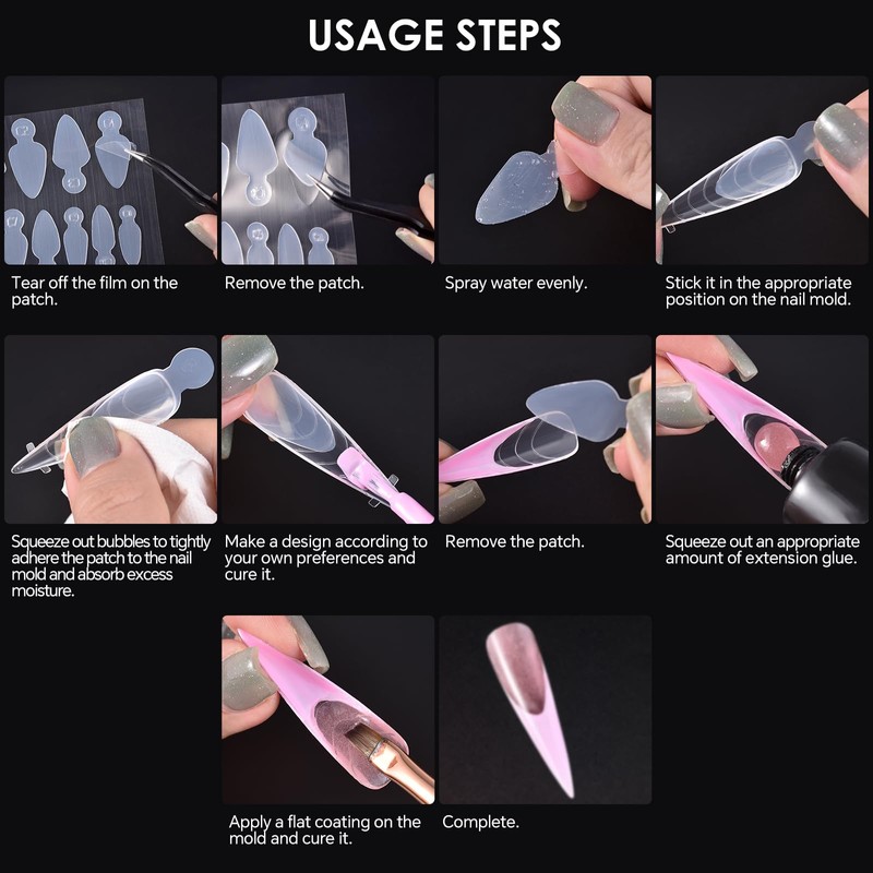 siyuwuro 60Pcs 5 Shapes Nail Tips Stickers Model 12 Size