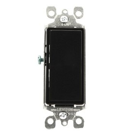 Leviton 5603-2E 15 Amp, 120/277V, Decora Rocker 3-Way AC Quiet Switch, Residential Grade, Grounding, 10 Pack, Black