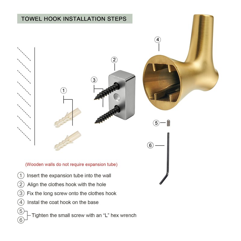 5 Pack Towel Hooks Champagne Bronze Coat Hooks, Zinc Alloy