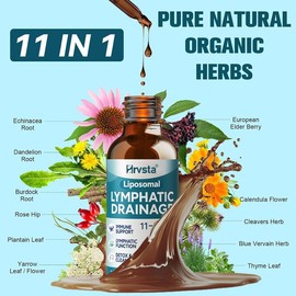 Liposomal Lymphatic Drainage Drops - 11 In 1 Organic Lymphatic Drainage Supplement with Burdock Root, Echinacea, Elderberry, Calendula, Cleavers Herb, Dandelion Supports Lymphatic Health 2 FL.OZ:_1 bottle