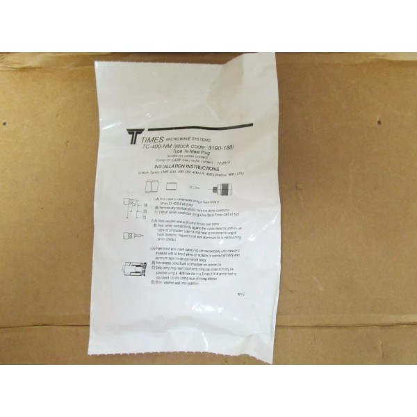 Times Microwave LOT OF 2 TC-400-NM TIMES MICROWAVE CRIMP CONNECTOR