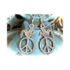 Silver Peace Dove Dangle Earrings. Jewelry Earrings for Women #3298FE451