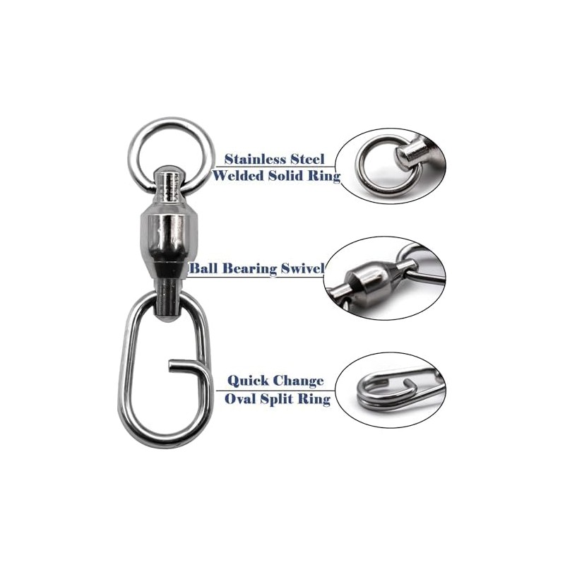 9KM DWLIFE Ball Bearing Swivel with Oval Split Rings -