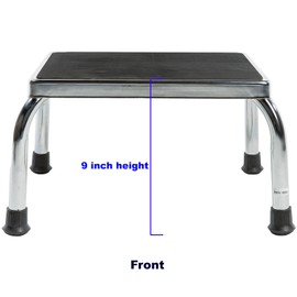 PCP Footstool Metal Frame Non Skid Rubber Platform, Chrome