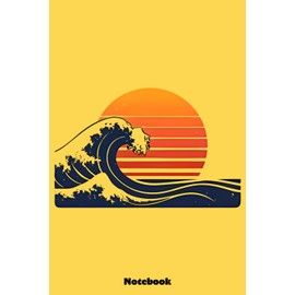 Japanese Wave Sunset, Retro Summer Notebook: Notes cornell, (6 x 9 inches) Large, 120 Pages
