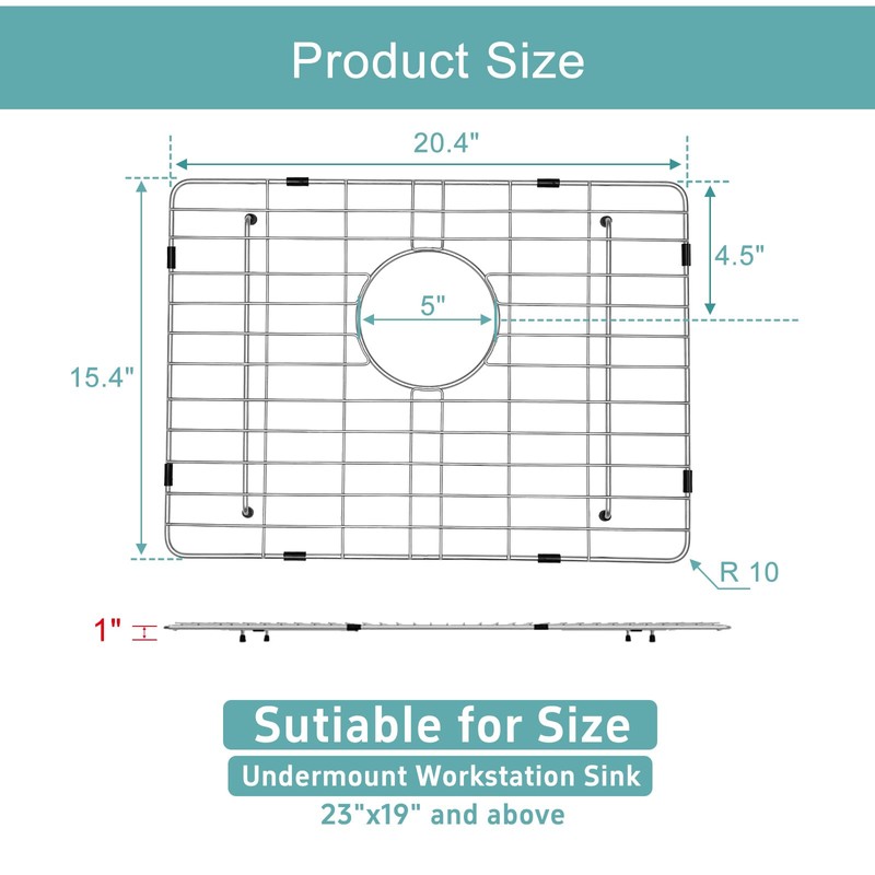 KINKIB Stainless Kitchen Sink Protector - 21" x 16" with