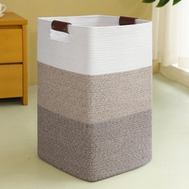 SIXDOVE Laundry Hamper 96L Extra Large Laundry Basket, Woven Blanket Basket, Cotton Woven Storage Basket Hamper with Handles for Living Room, Large Basket Pillows, Blankets, Clothes-Gradient Yellow