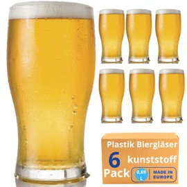 Plastik Biergläser longdrinkgläser cocktailgläser kunststoff Unzerbrechliche Pint | hartplastik weizenbiergläser Bierglas | 0,69L - Plastikgläser gläser set - 6 Stück