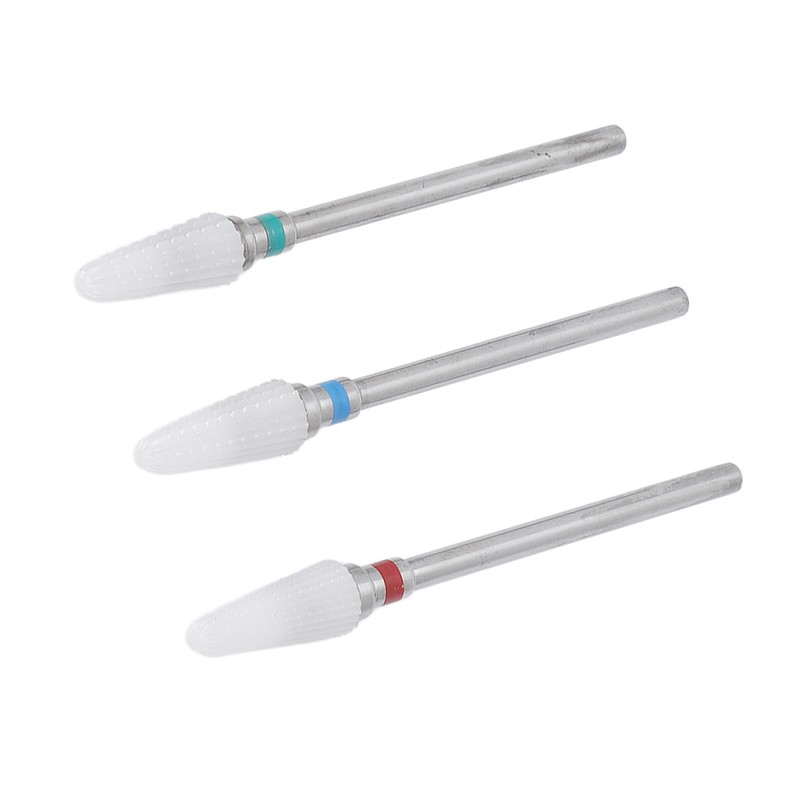 3pcs Ceramic Nail Drill Bit Set Gel Removal Nail Polishing