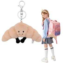 Ceeyoll Key Ring Croissant, Croissant Plush Toy, Croissant Key Ring Bag Charms, Plush Cuddly Toy Croissant Pendant Bag, for Boys and Girls Birthday Gifts
