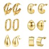 6 Pcs Gold Hoop Earrings Set Gold Plated Earrings Women