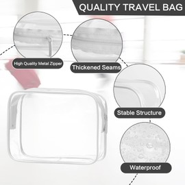 Viiotu 3 Pack Color Clear Toiletry Bag, Waterproof PVC Clear Makeup Bag, Portable Clear Travel Toiletry Bags for Traveling Men Women (3, White)