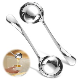 2 Pieces Stainless Steel Silver Soup Ladle, 20 cm Sauce Ladle for Serving and Ladling Soups and Stews for Hotel, Home, Restaurant, Kitchen, Kitchen Helper, Dishwasher Safe