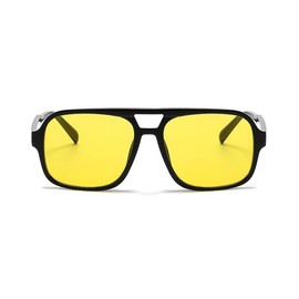 JCTAIFOO Retro Sunglasses for Men Women Classic 70s Vintage Rectangular Oversized Square Sunglasses, black/yellow