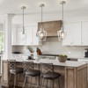 Vaziden Modern Glass Pendant Lighting for Kitchen Island, Farmhouse Nickel