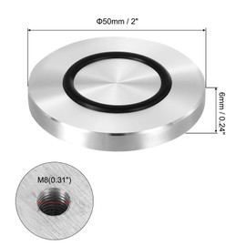 uxcell M8 Thread 50mm / 2" Dia 6mm Thick Aluminum Circle Disc Glass Top Adapter 4pcs Round Solid Table Feet Pad Plate Hardware with Anti-Slip Rubber Ring