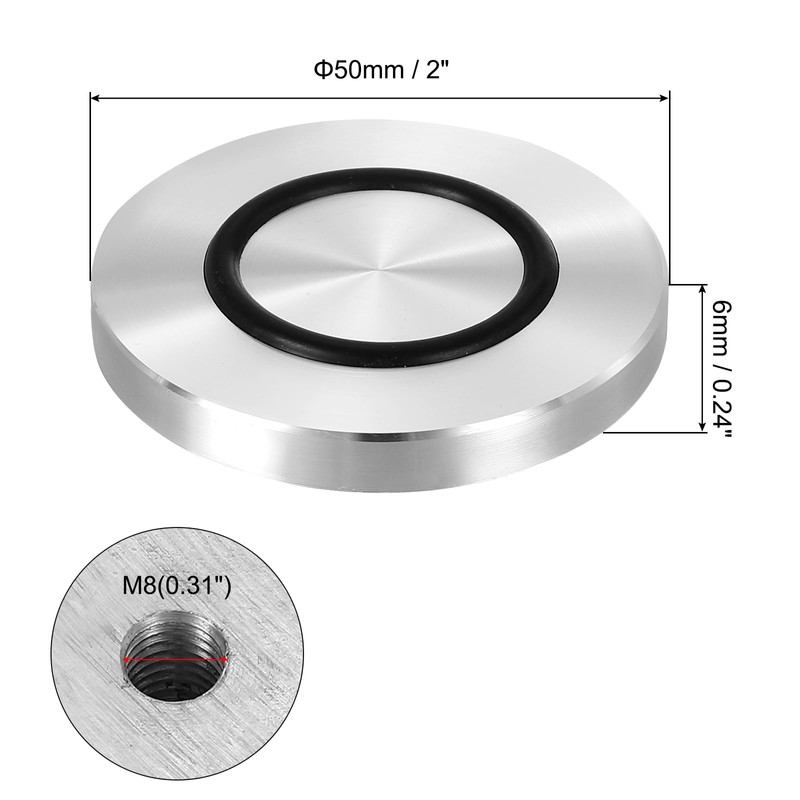 uxcell M8 Thread 50mm / 2" Dia 6mm Thick Aluminum