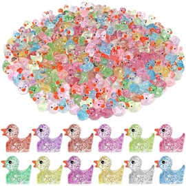 96 Pcs Mini Resin Ducks Glitter Miniature Figures Tiny Ducks for DIY Garden Aquarium Ornament Home Birthday Party School Activity Decoration