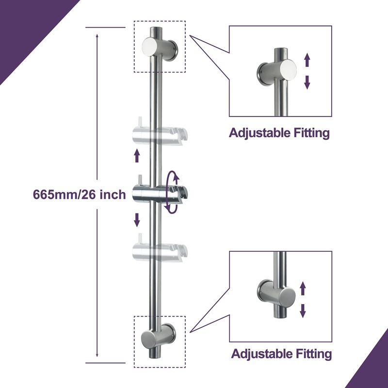 HAMOLER 24 Inch Shower Slide Bar with Adjustable Shower Holder