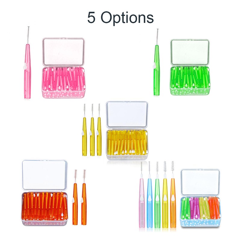60pcs Toothpick Interdental Brushes Tooth Flossing Head Oral Hygiene Brush