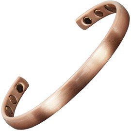 XL Pure Copper Magnetic Bracelet Men Women Copper Bangle Cuff 6 Neodymium Magnets Unisex Adjustable-CR (XL: Wrist 22–24cm/8.6–9.5”)