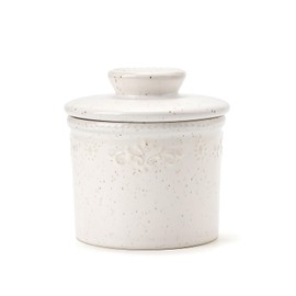 XELA Ceramic Butter Dish - French Butter Crock With Water Line - Keeps Your Butter Fresh and Spreadable - Speckled White