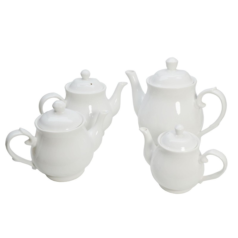 White Porcelain Teapot, Lotus Tea Pot Coffee Tea Water Pot