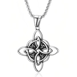 HannaFires Nordic Vintage Celtic Knot Pendant Viking Necklace Retro Accessory Knot Design Neck Accessory