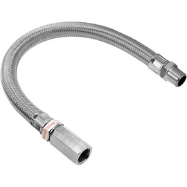 Vixen Air Stainless Steel Air Compressor Braided Leader Hose Extension 3/8" NPT Female to 3/8" NPT Male 12inch Chrome VXA7338C