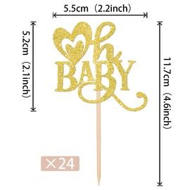 24 piezas de adornos para cupcakes para el día de San Valentín, diseño de corazón con purpurina, para el día de San Valentín, para baby shower, cumpleaños, fiesta, decoración de pasteles, color dorado