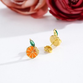 Dreamboat Sterling Silver Fruit Earring for Women Small Stud Orange Slice Earrings Fruit Slice Accessories Summer Jewelry Gifts