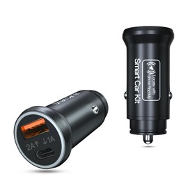 Dual Port Fast Car Charger with GPS Tracker - For I-phones Device & Mini Locator, Multi-USB Charging for Vehicles, Works with App and No Subscription Needed, Plug & Play