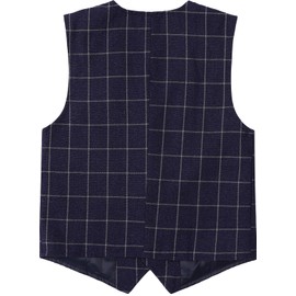 mintgreen Boys' Classic Vest, Children's V-Neck Wedding Regular Fit Suit Gilet, 128-164, Grid Blue